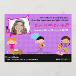 Meisjes Sleepover Slumber Party Foto uitnodiging