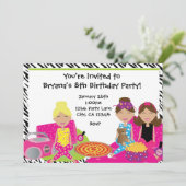 Meisjes Sleepover Slumber Party Zebra Uitnodiging (Staand voorkant)