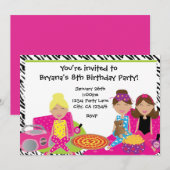 Meisjes Sleepover Slumber Party Zebra Uitnodiging (Voorkant / Achterkant)