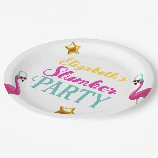 Meisjes Sleepover Slumber Verjaardagsfeestje Papieren Bordje (Gekanteld)