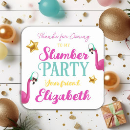 Meisjes Sleepover Slumber Verjaardagsfeestje Vierkante Sticker
