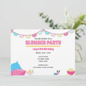 Meisjes Sleepover Uitnodiging (Staand voorkant)