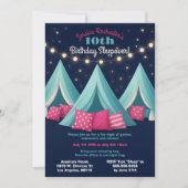 Meisjes Sleepover Verjaardagsfeestje Tenten String Kaart (Voorkant)