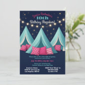 Meisjes Sleepover Verjaardagsfeestje Tenten String Kaart (Staand voorkant)