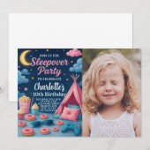 Meisjes Sleepover verjaardagsfeestje uitnodiging (Voorkant / Achterkant)