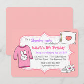 Meisjes Slumber Birthday Party, Sleepover Pajama Kaart (Voorkant / Achterkant)