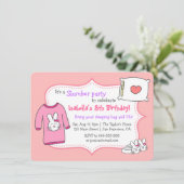 Meisjes Slumber Birthday Party, Sleepover Pajama Kaart (Staand voorkant)