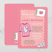 Meisjes Slumber Birthday Party, Sleepover Pajama Kaart (Voorkant / Achterkant)