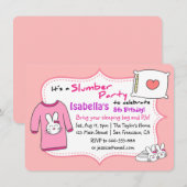 Meisjes Slumber Birthday Party, Sleepover Pajama Kaart (Voorkant / Achterkant)