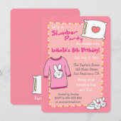 Meisjes Slumber Birthday Party Sleepover Pajamas Kaart (Voorkant / Achterkant)