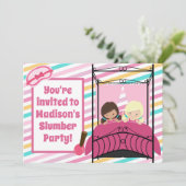 Meisjes Slumber Party  roze slaapver Kaart (Staand voorkant)