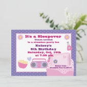 Meisjes Slumber Party Sleepover Pajama Uitnodiging (Staand voorkant)
