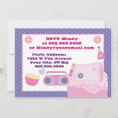 Meisjes Slumber Party Sleepover Pajama Uitnodiging (Achterkant)