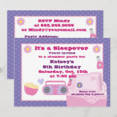 Meisjes Slumber Party Sleepover Pajama Uitnodiging (Voorkant / Achterkant)