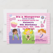 Meisjes Slumber Party Sleepover Pajama Uitnodiging (Voorkant)