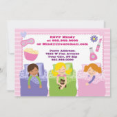 Meisjes Slumber Party Sleepover Pajama Uitnodiging (Achterkant)