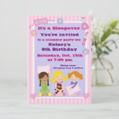 Meisjes Slumber Party Sleepover Pajama Uitnodiging (Staand voorkant)