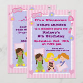Meisjes Slumber Party Sleepover Pajama Uitnodiging (Voorkant / Achterkant)