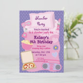 Meisjes Slumber Party Sleepover Pajama Uitnodiging (Staand voorkant)