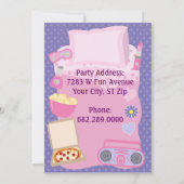 Meisjes Slumber Party Sleepover Pajama Uitnodiging (Achterkant)