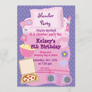 Meisjes Slumber Party Sleepover Pajama Uitnodiging