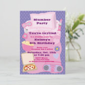 Meisjes Slumber Party Sleepover Pajama Uitnodiging (Staand voorkant)