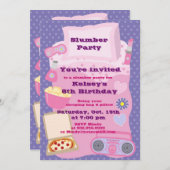 Meisjes Slumber Party Sleepover Pajama Uitnodiging (Voorkant / Achterkant)