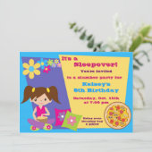 Meisjes Slumber Party Sleepover Pajama Uitnodiging (Staand voorkant)