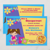 Meisjes Slumber Party Sleepover Pajama Uitnodiging (Voorkant / Achterkant)