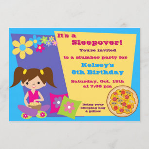 Meisjes Slumber Party Sleepover Pajama Uitnodiging
