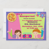 Meisjes Slumber Party Sleepover Pajama Uitnodiging (Voorkant)