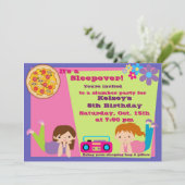 Meisjes Slumber Party Sleepover Pajama Uitnodiging (Staand voorkant)