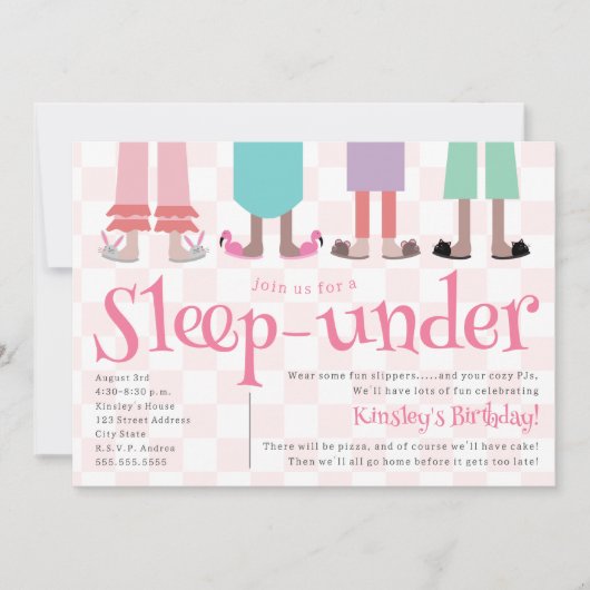 Meisjes Slumber Party Verjaardag Slaap Onder Kaart (Voorkant)