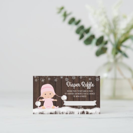 Meisjes sneeuwvlok luier loten informatiekaartje (Staand voorkant)