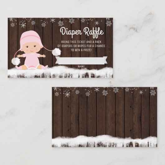 Meisjes sneeuwvlok luier loten informatiekaartje (Voorkant / Achterkant)