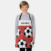 Meisjes Soccer Red Balls & Snowflakes Kinder naam  Schort (Gedragen)