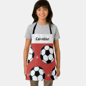 Meisjes Soccer Red Balls & Snowflakes Kinder naam  Schort (Insitu)