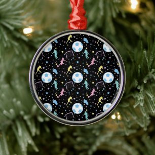 Meisjes Soccer Silhouettes Stars en Sparkles Metalen Ornament