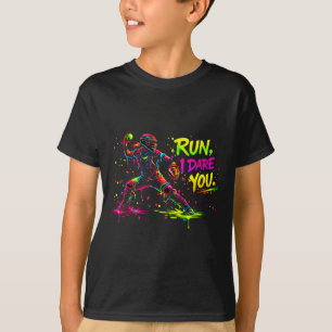Meisjes softbal catcher grafisch vette kleur spat t-shirt
