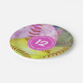 Meisjes softbal partij gepersonaliseerd papieren bordje (Gekanteld)