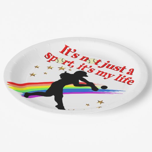 MEISJES SOFTBAL RODE REGENBOOG INSPIREREND ONTWERP PAPIEREN BORDJE (Gekanteld)