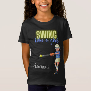 Meisjes Softbal Speler Sla Als Een Meisje Softbal T-shirt