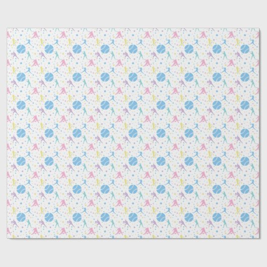 Meisjes Softbal Speler Sterren Cadeaupapier (Vlak)