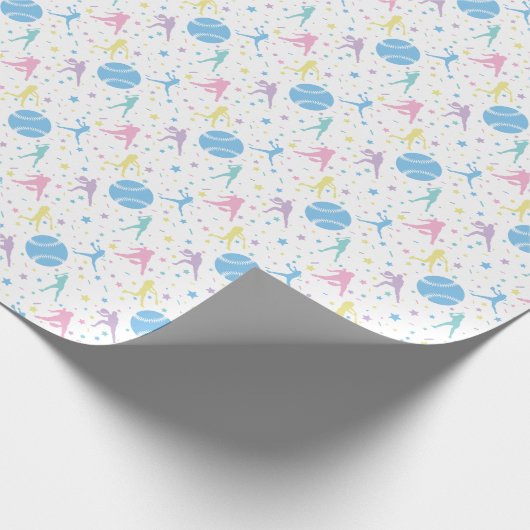 Meisjes Softbal Speler Sterren Cadeaupapier (Hoek)