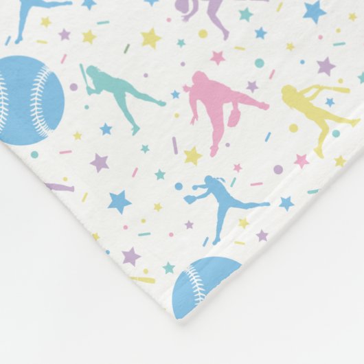 Meisjes Softbal Speler Sterren Fleece Deken (Hoek)