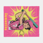 Meisjes Softbal Verjaardag Party Gift Fleece Deken (Voorkant (Horizontaal))