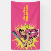 Meisjes Softbal Verjaardagsfeest Spandoek (Verticaal)