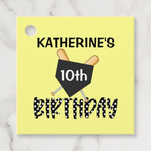 Meisjes Softball Birthday Party Square Bedankjes Labels (Voorkant)