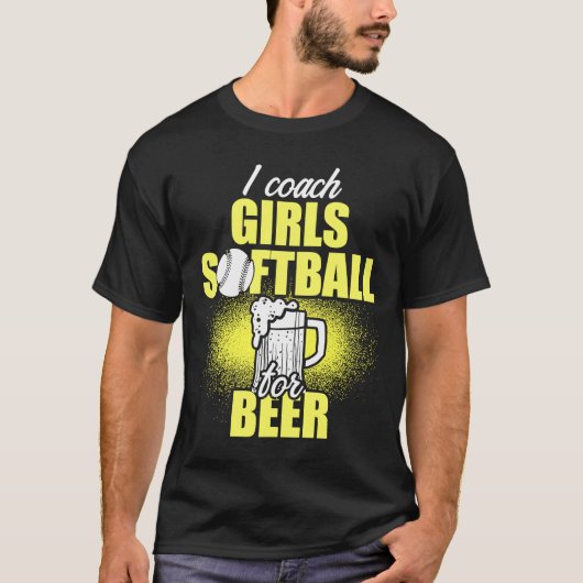 Meisjes Softball Coach voor bierteam T-shirt (Voorkant)