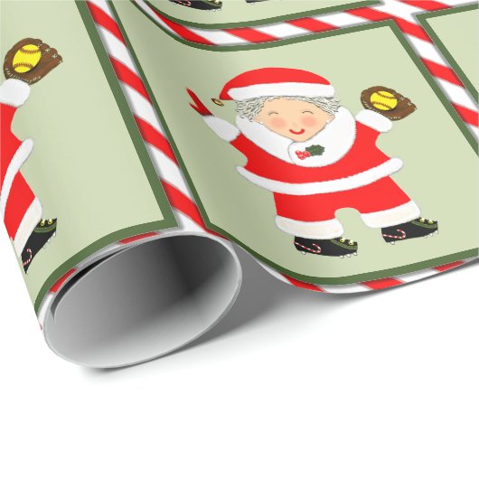 Meisjes Softball Kerstcadeau Cadeaupapier (Rol Hoek)
